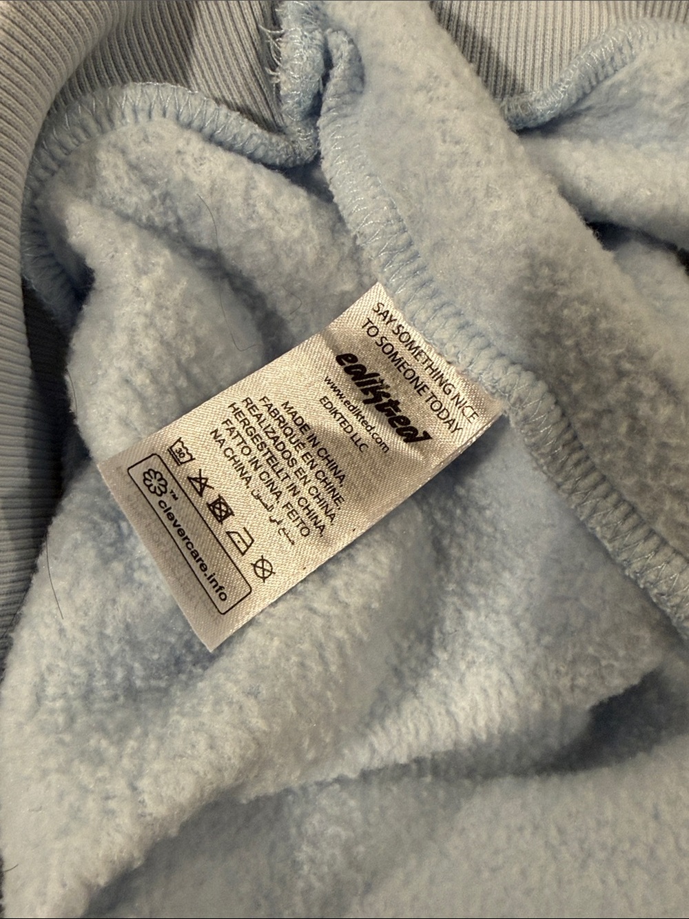 Edikted Light Blue Hoodie Sweater with Sleeve Ribbon Detail